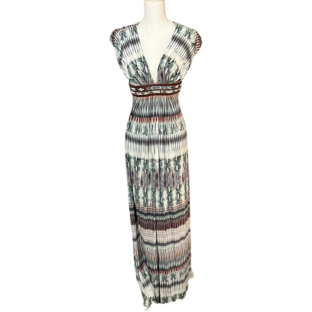 Sky Beaded Bohemian long dress - Size Medium